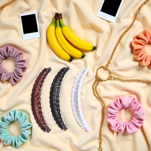 Yxinjy banana hair clip white tortoise offers vintage charm with steady hold.