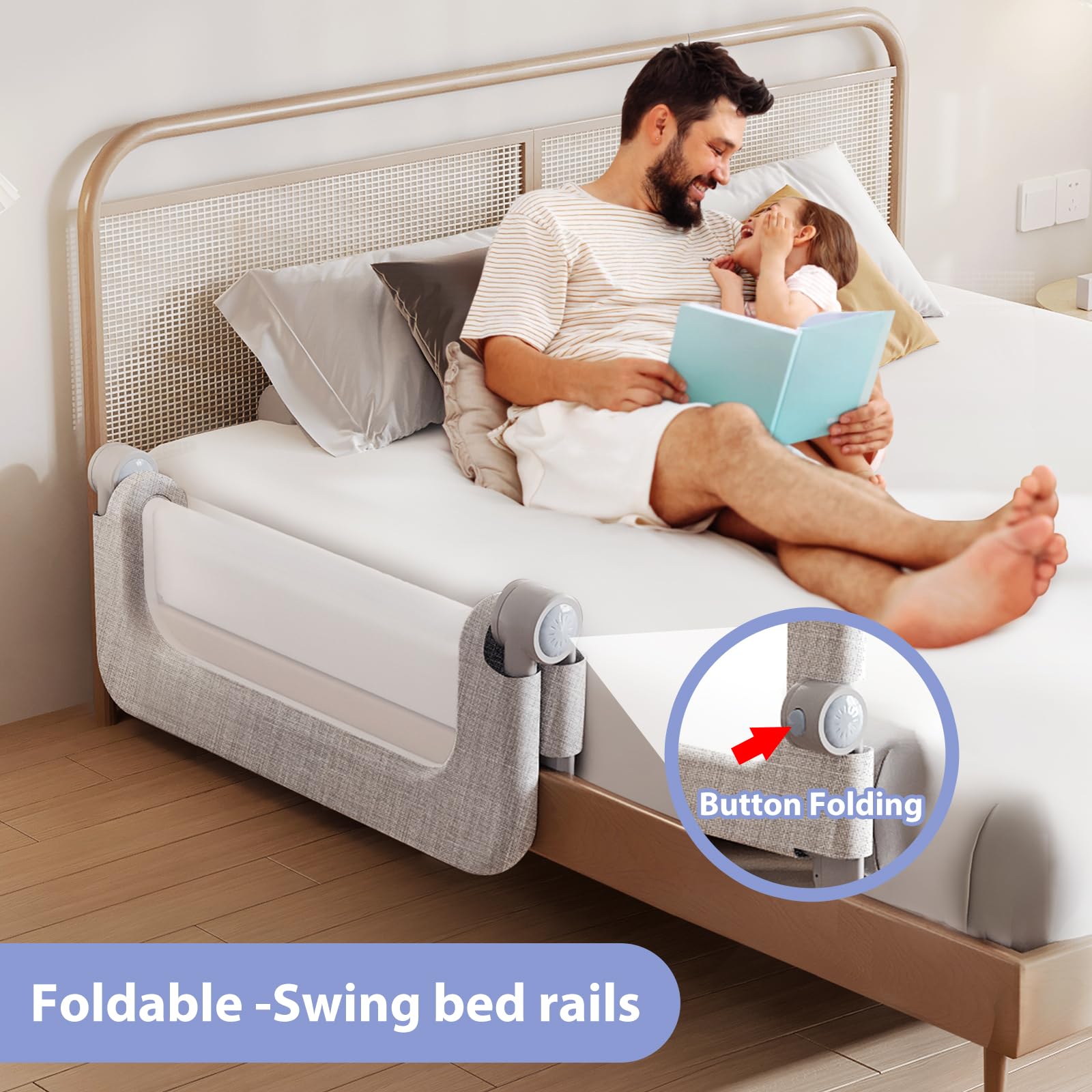 YYAMEA bed rail anchors secure with sturdy base for safety.