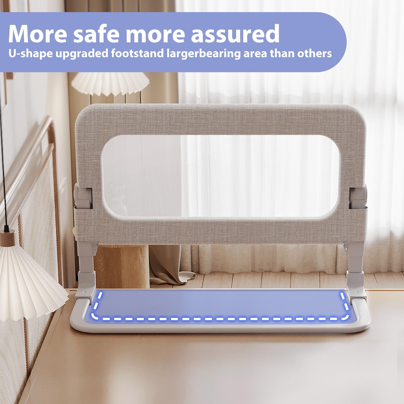 YYAMEA extra tall guard supports confident toddler sleep.