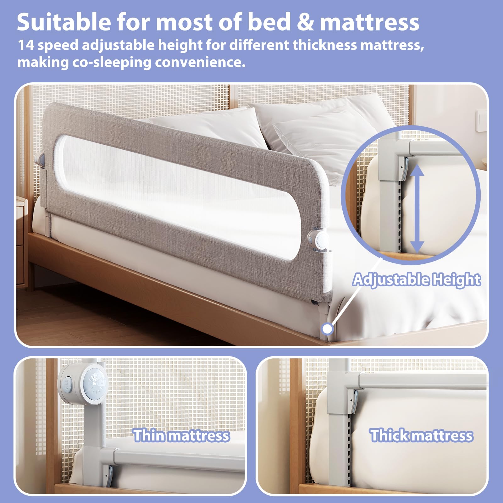 YYAMEA fixed anchor points ensure secure attachment to the bed frame.