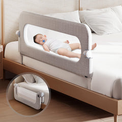 YYAMEA toddler bed rail folded for compact storage and portability.
