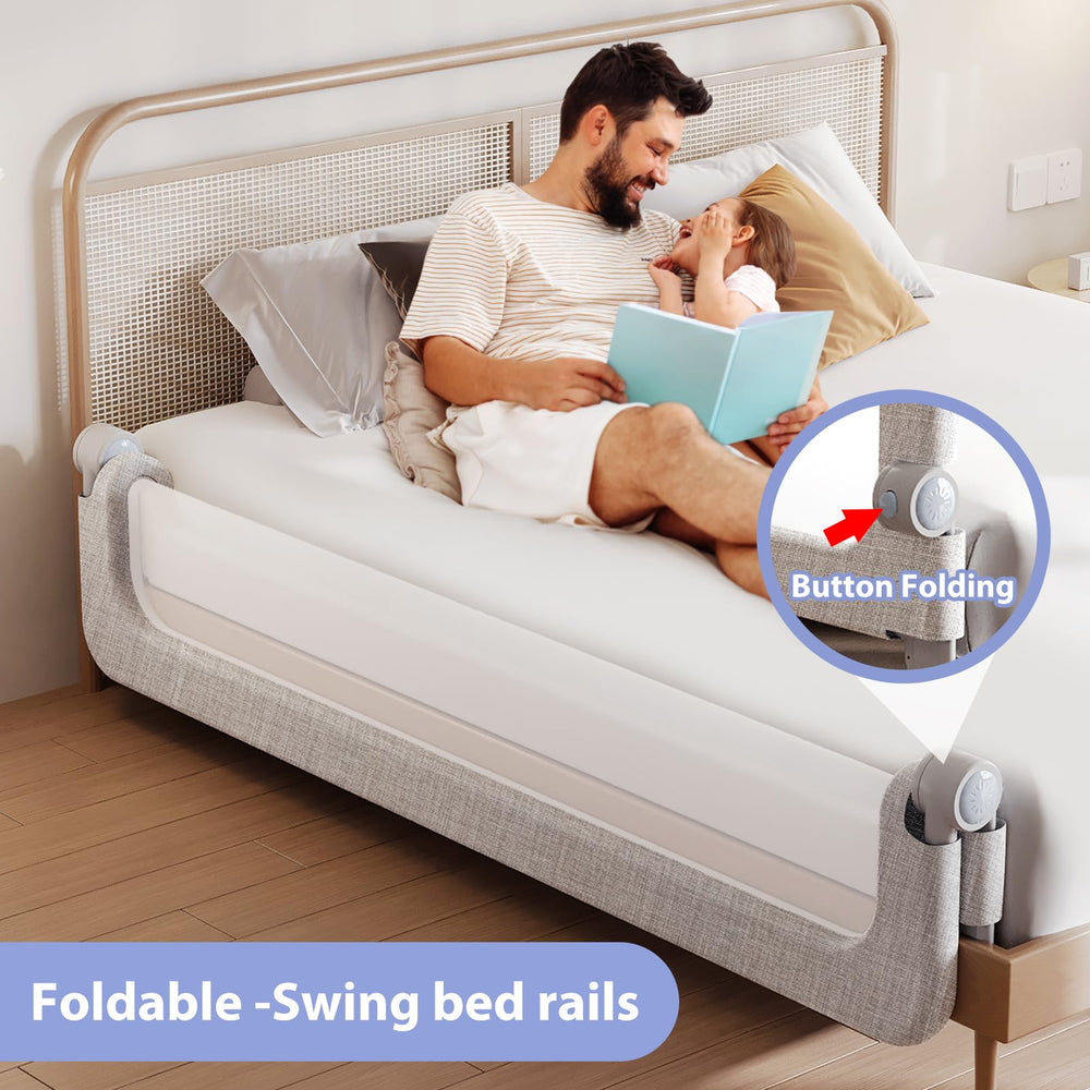 YYAMEA toddler bed rail height-adjustable supports various mattress thicknesses for growing kids.