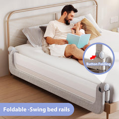 YYAMEA toddler bed rail height-adjustable supports various mattress thicknesses for growing kids.