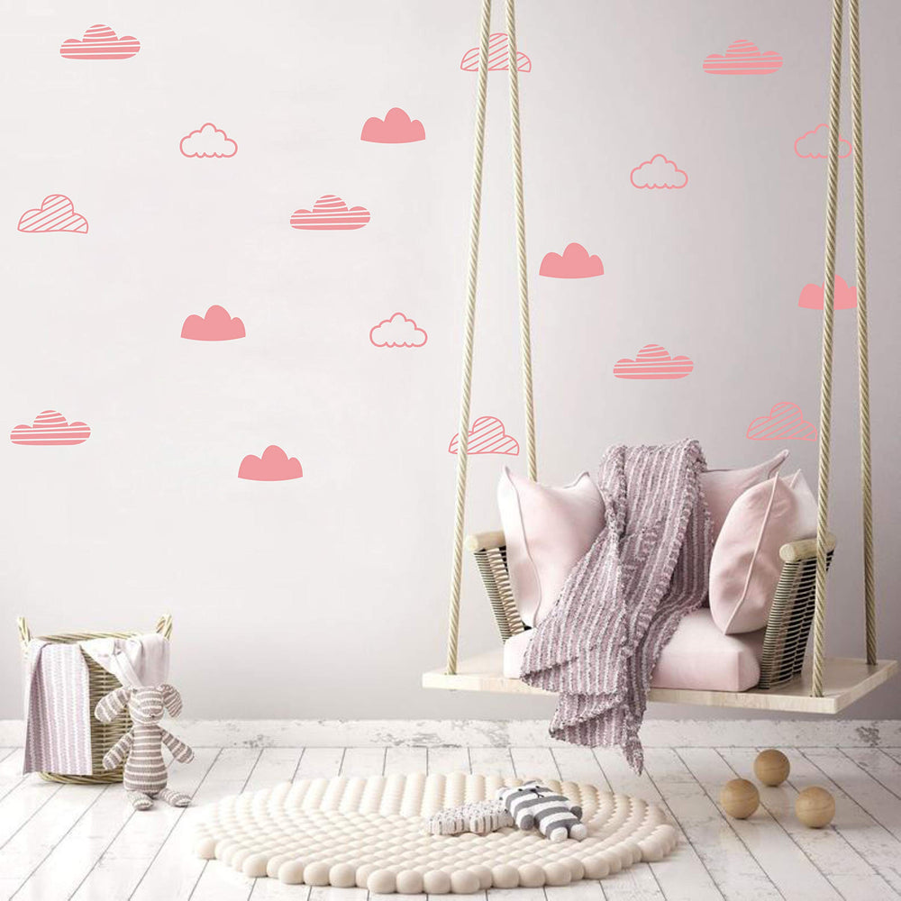 Yyart pink cloud decals adhere to smooth walls for quick transformation