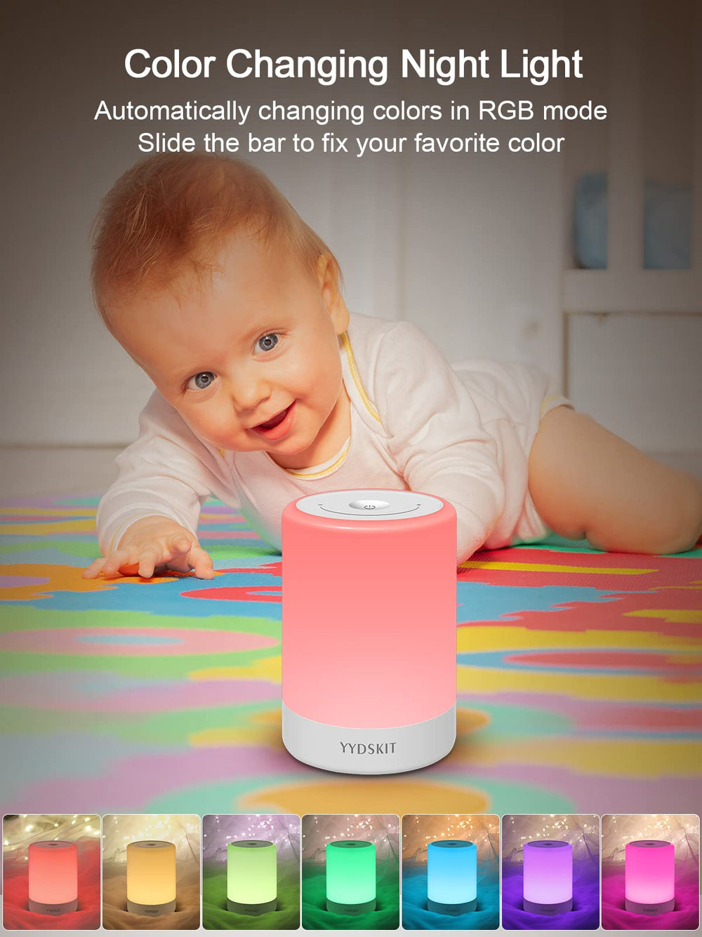YYDSKIT bedside lamp with touch control for easy brightness tweaks.
