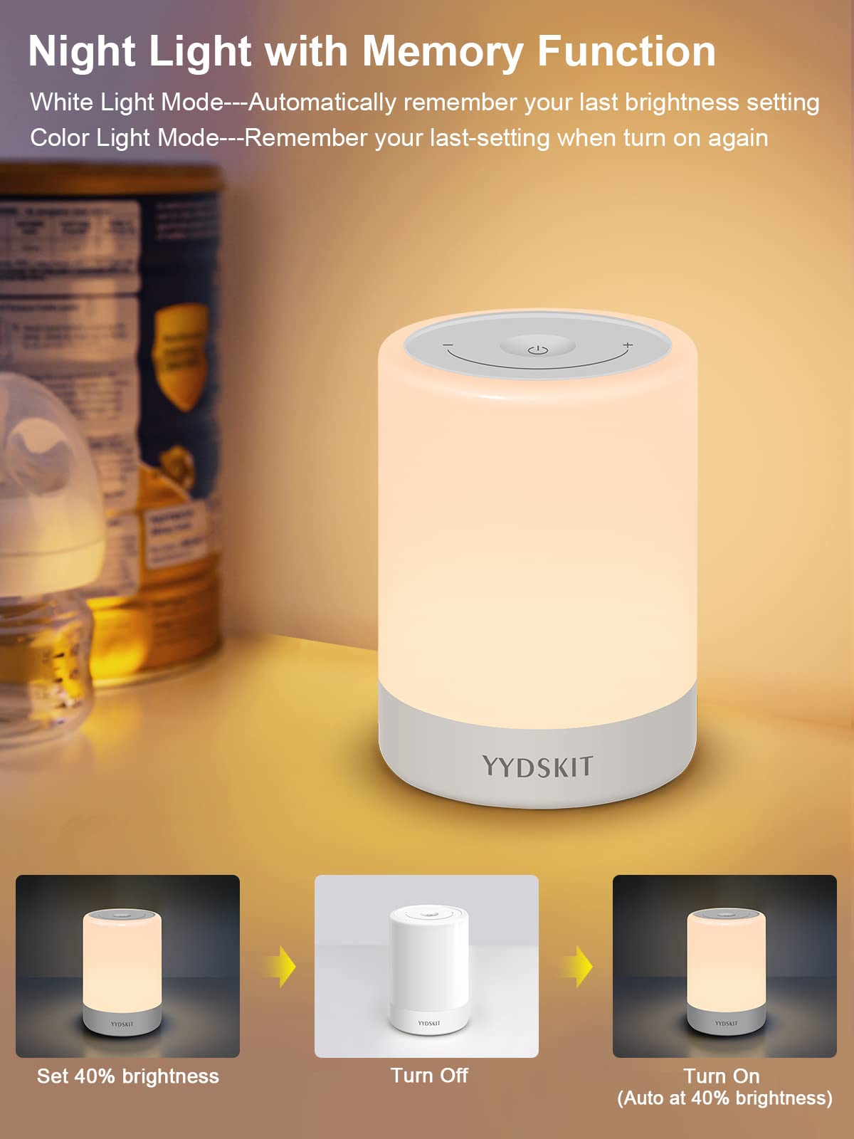 YYDSKIT warm white mode creates a cozy nursery atmosphere.