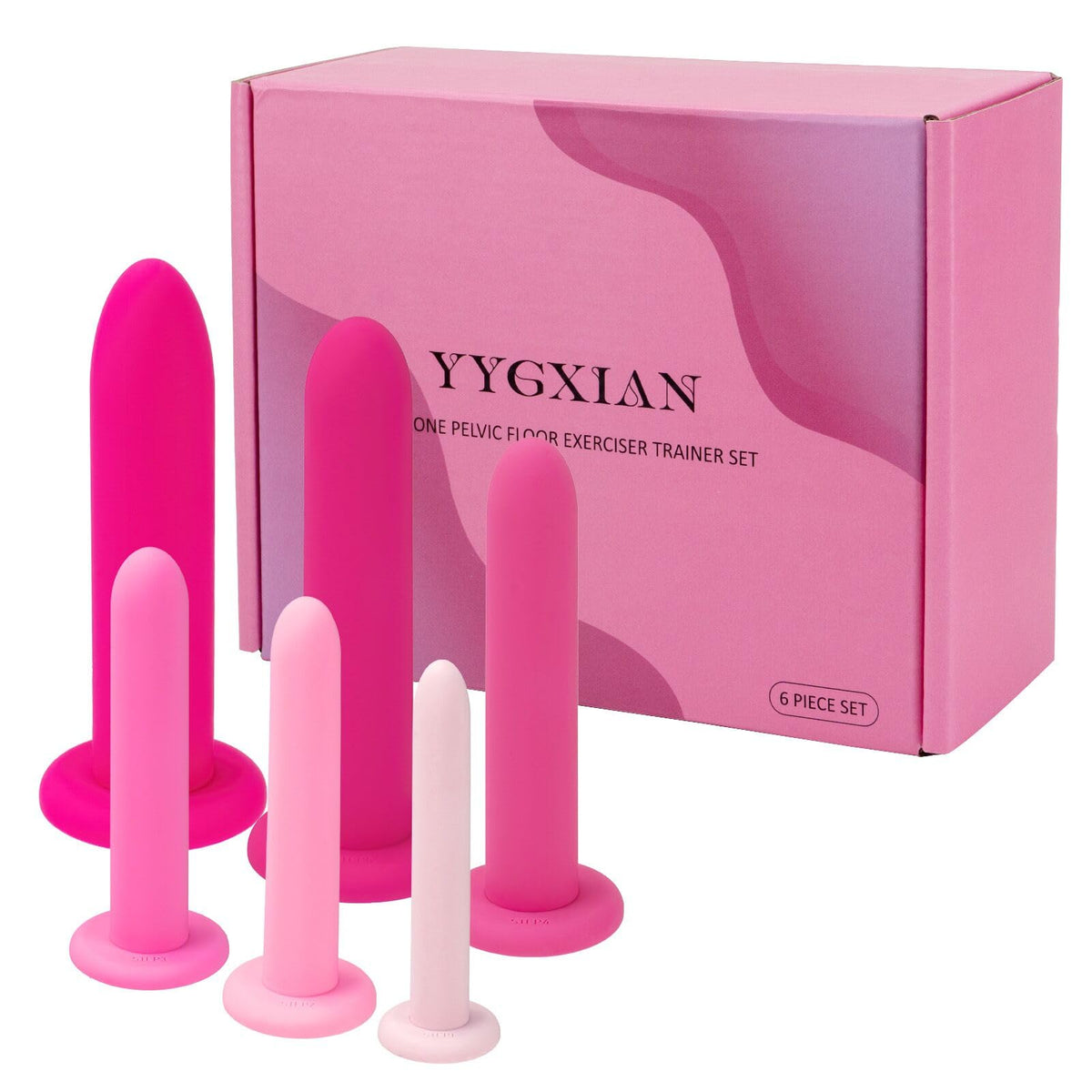 YYGXIAN silicone dilator 6-piece set for progressive pelvic floor training and comfort.