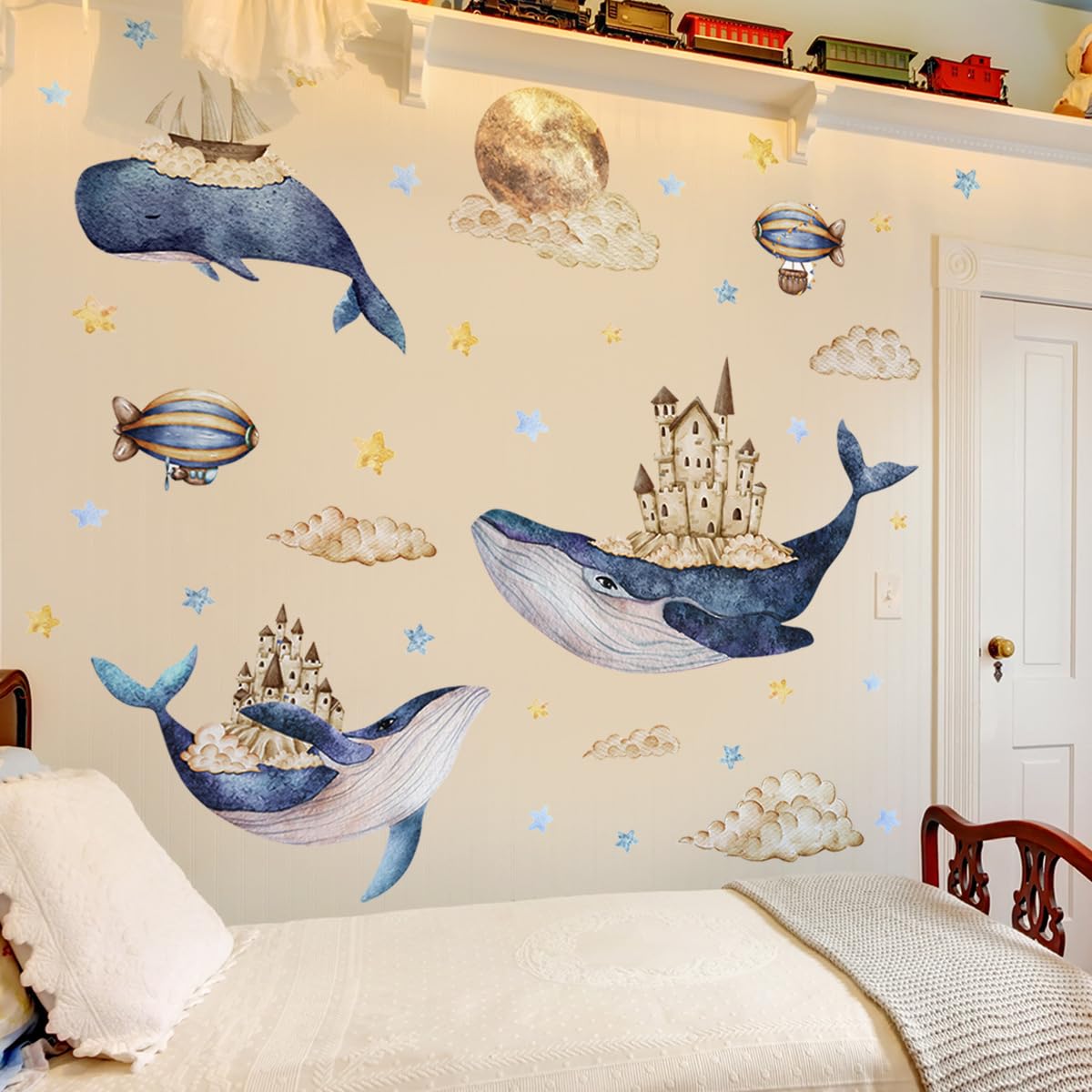 YYLL 77YS castle-back whales decor for nurseries and classrooms