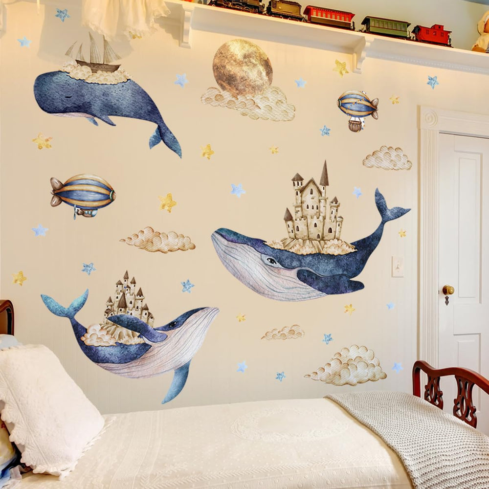 YYLL 77YS castle-back whales decor for nurseries and classrooms