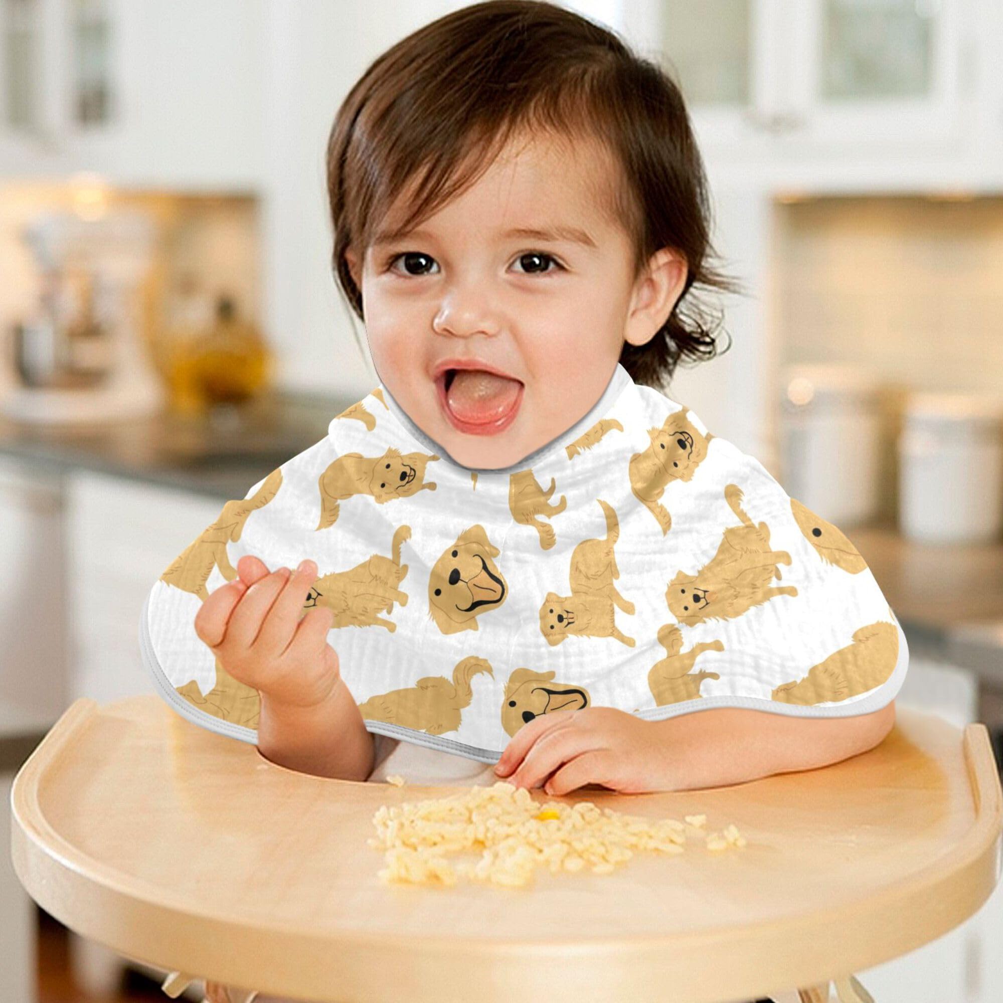 YYZZH burp cloth with one-sided print adds playful style.