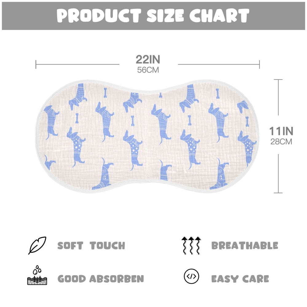 YYZZH dachshund bone motif burp cloths with wrap-edge design for gentle skin contact.
