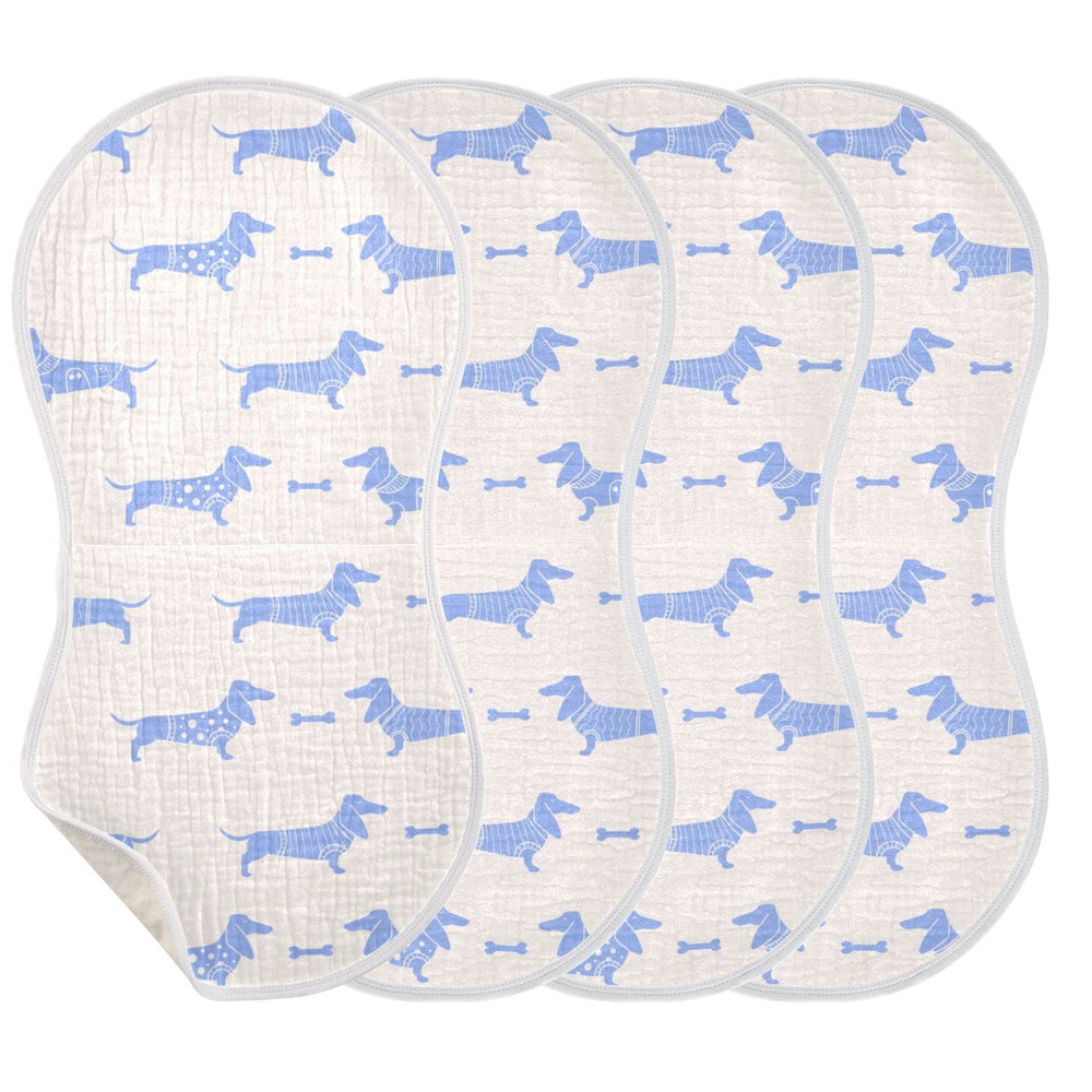 YYZZH dachshund bone pattern burp cloths: 4-pack with soft cotton for quick absorption.