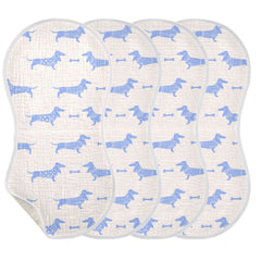 YYZZH dachshund bone pattern burp cloths: 4-pack with soft cotton for quick absorption.