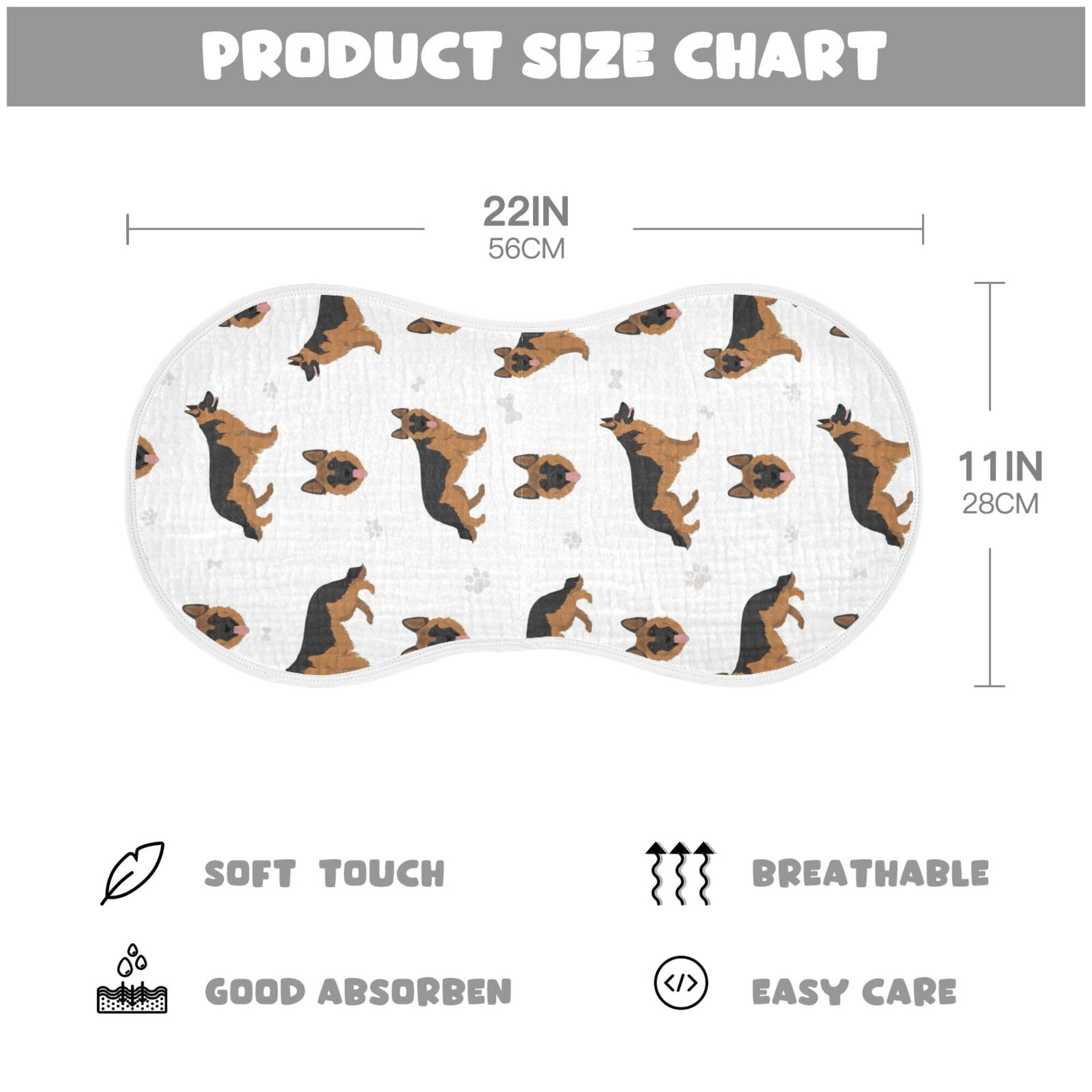 YYZZH German Shepherd muslin burp cloth with hanging strap for storage.