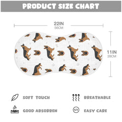 YYZZH German Shepherd muslin burp cloth with hanging strap for storage.
