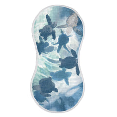 YYZZH sea turtle muslin burp cloth design in blue water for baby care.