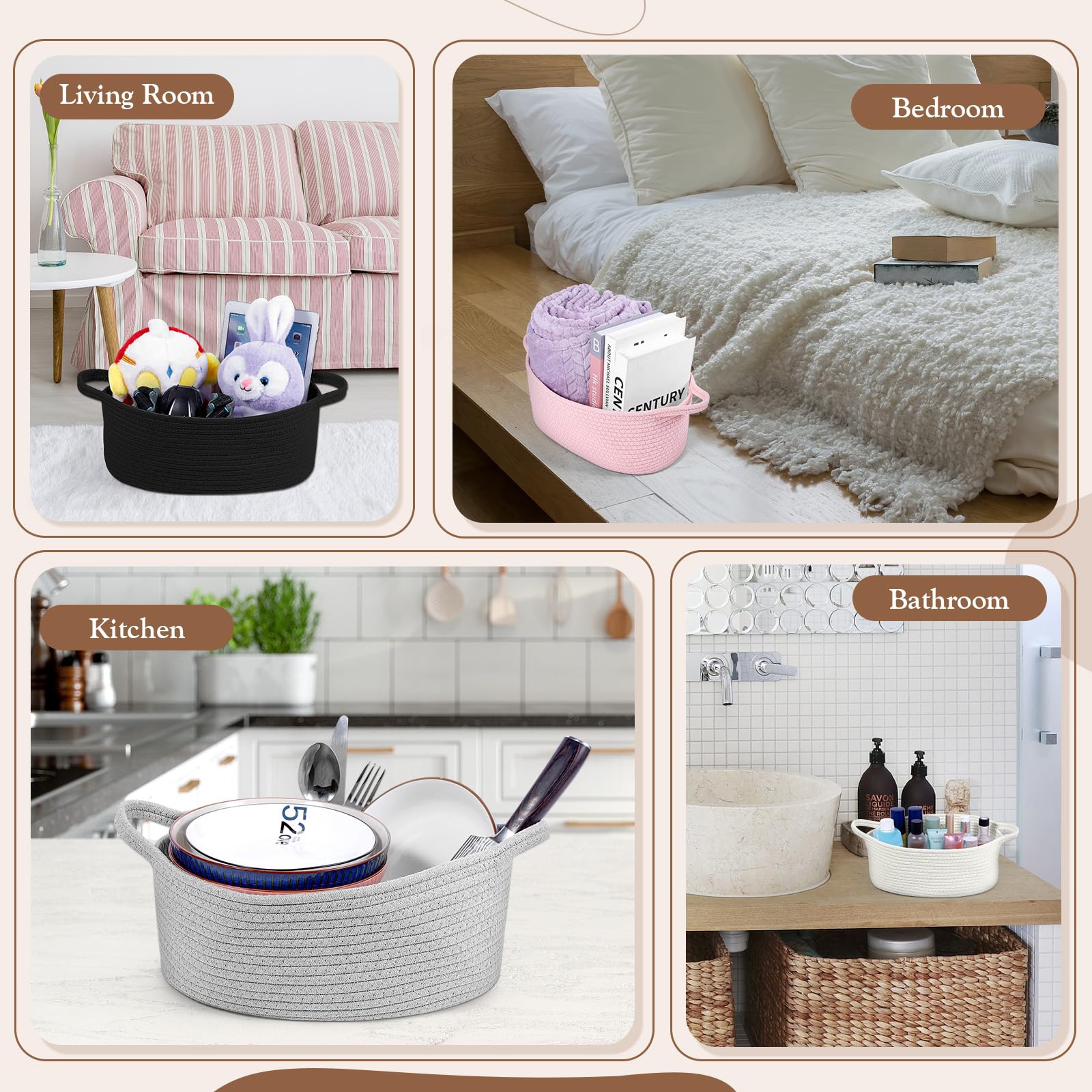 Yzawotk pink basket with reinforced handles for durable daily use