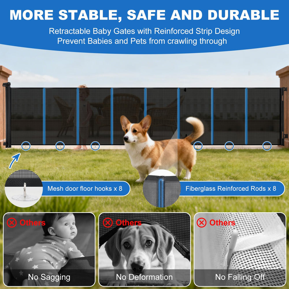 YZHDUXIU 42-inch tall retractable gate blocks climbing for safer indoors.
