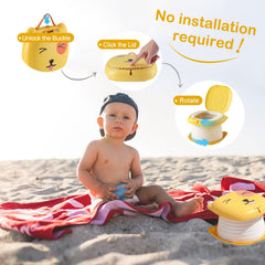 YZNlife travel potty with disposable bags orange for clean waste management.
