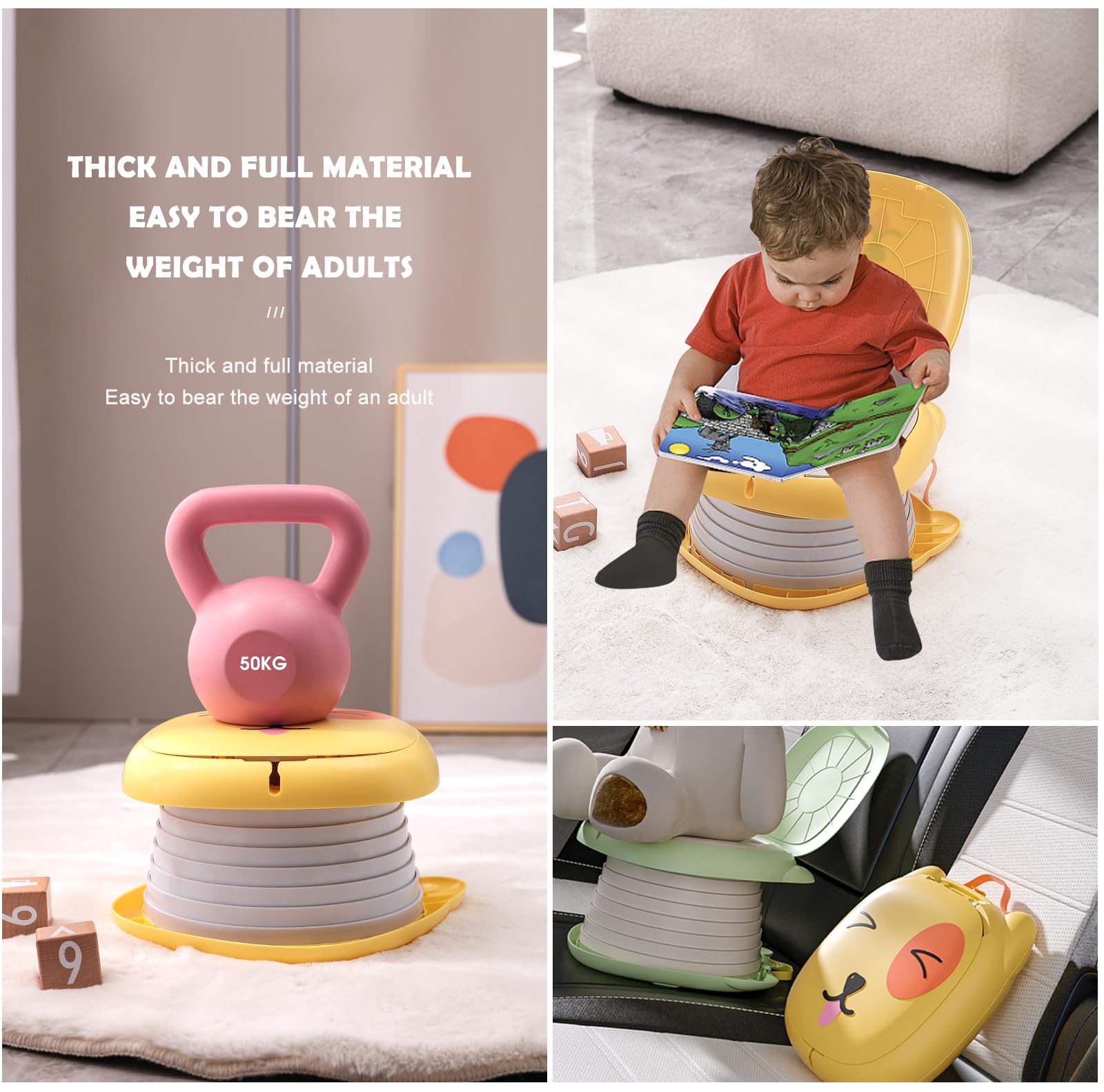 YZNlife travel potty for car trips orange supports road travel.