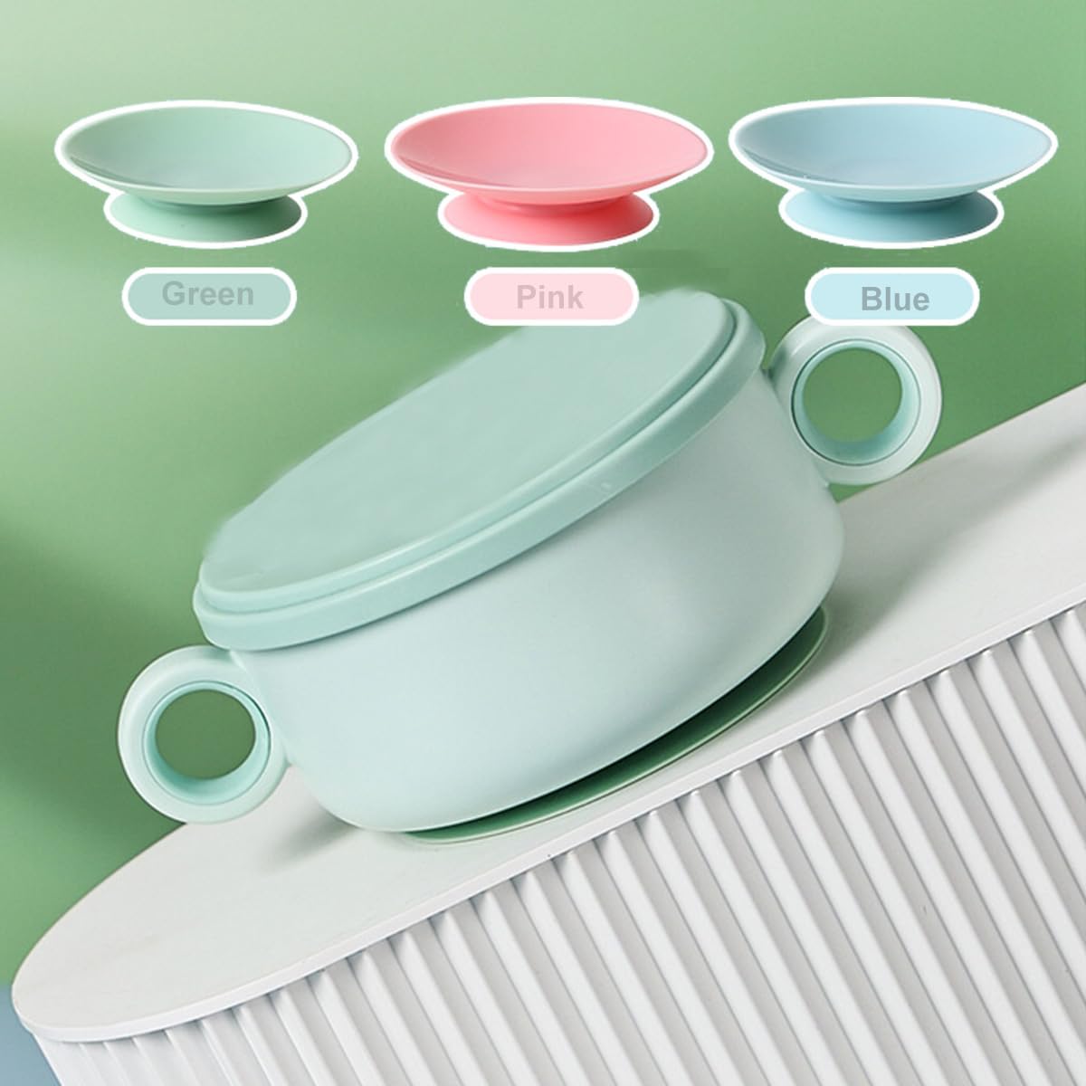 ZAAWUUT green suction pads stabilize plates at mealtimes on smooth tables