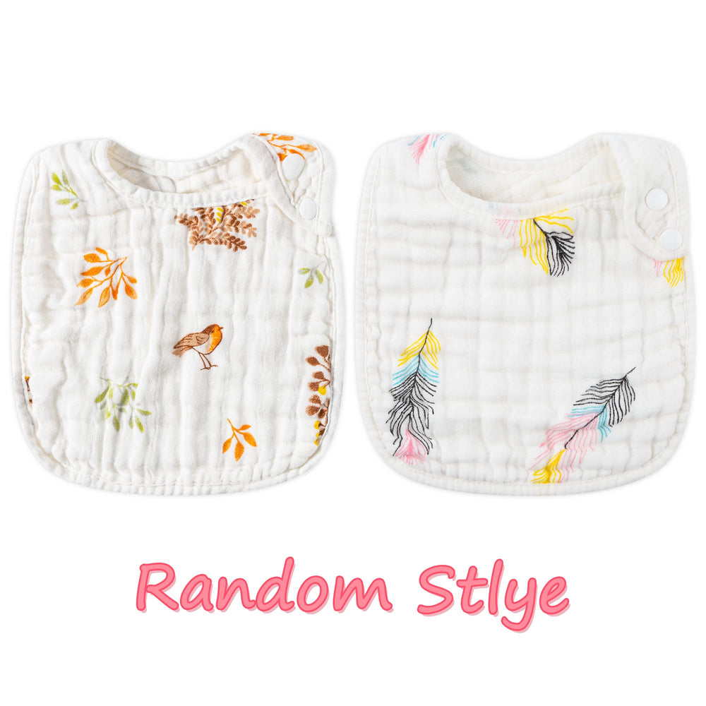 Zainpe 6Pcs Snap Muslin Bibs 6-layer absorbent fabric on bibs
