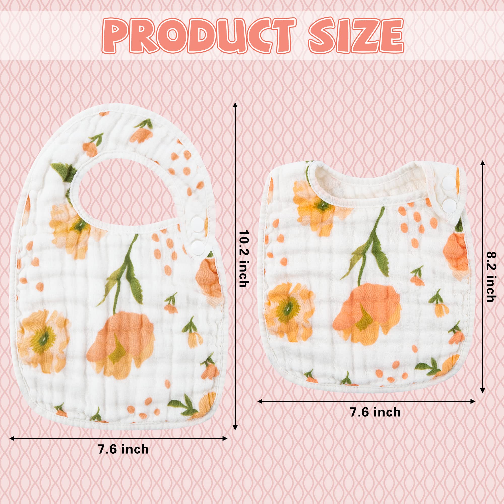 Zainpe 6Pcs Snap Muslin Bibs flamingo pattern catch drool and spills