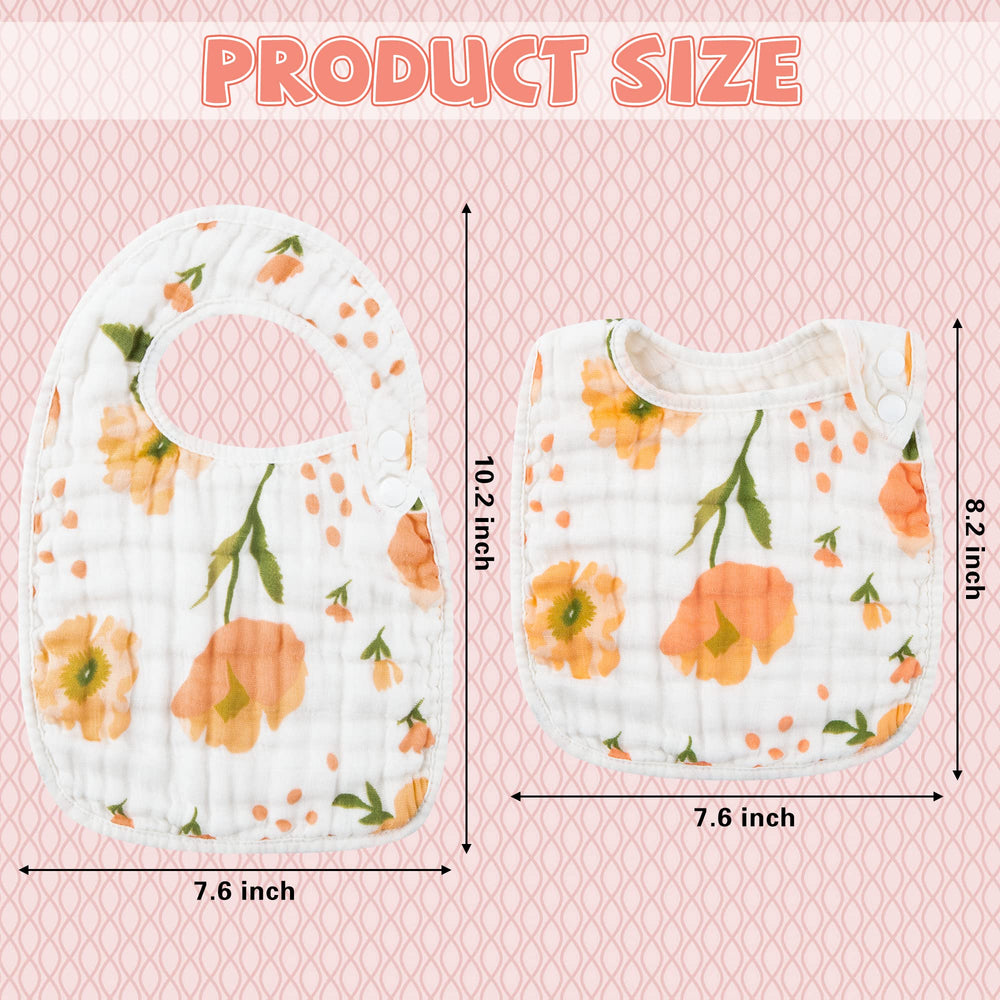 Zainpe 6Pcs Snap Muslin Bibs flamingo pattern catch drool and spills