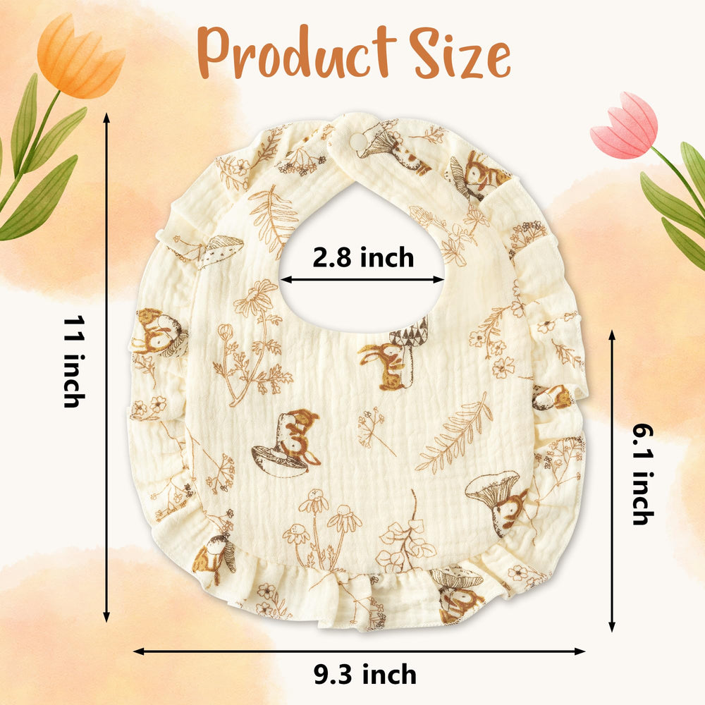 Zainpe bear-pattern bib with flounce lace edge for teething and meals.