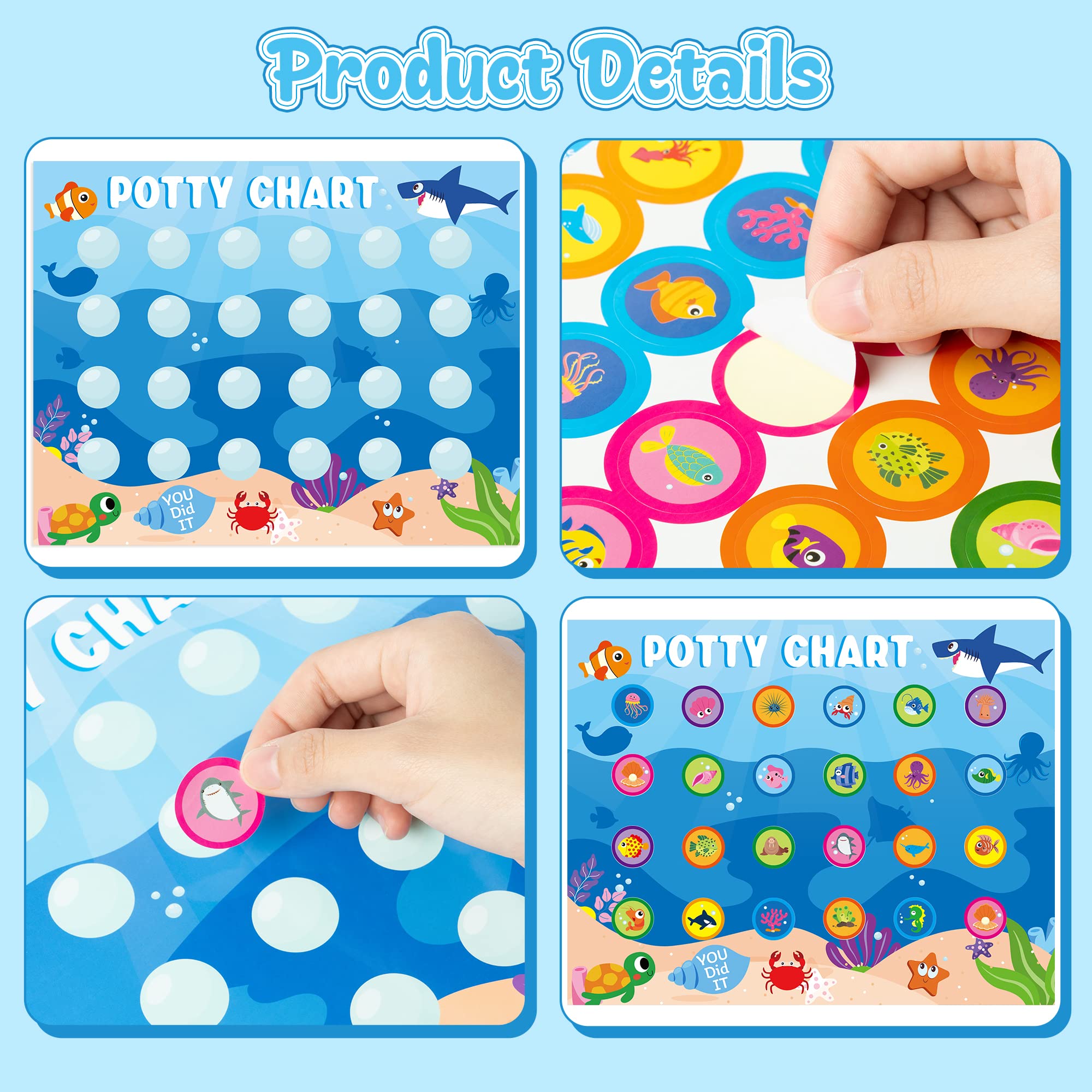 Zainpe Ocean Animals Potty Chart sticker sheets with sea creature stickers