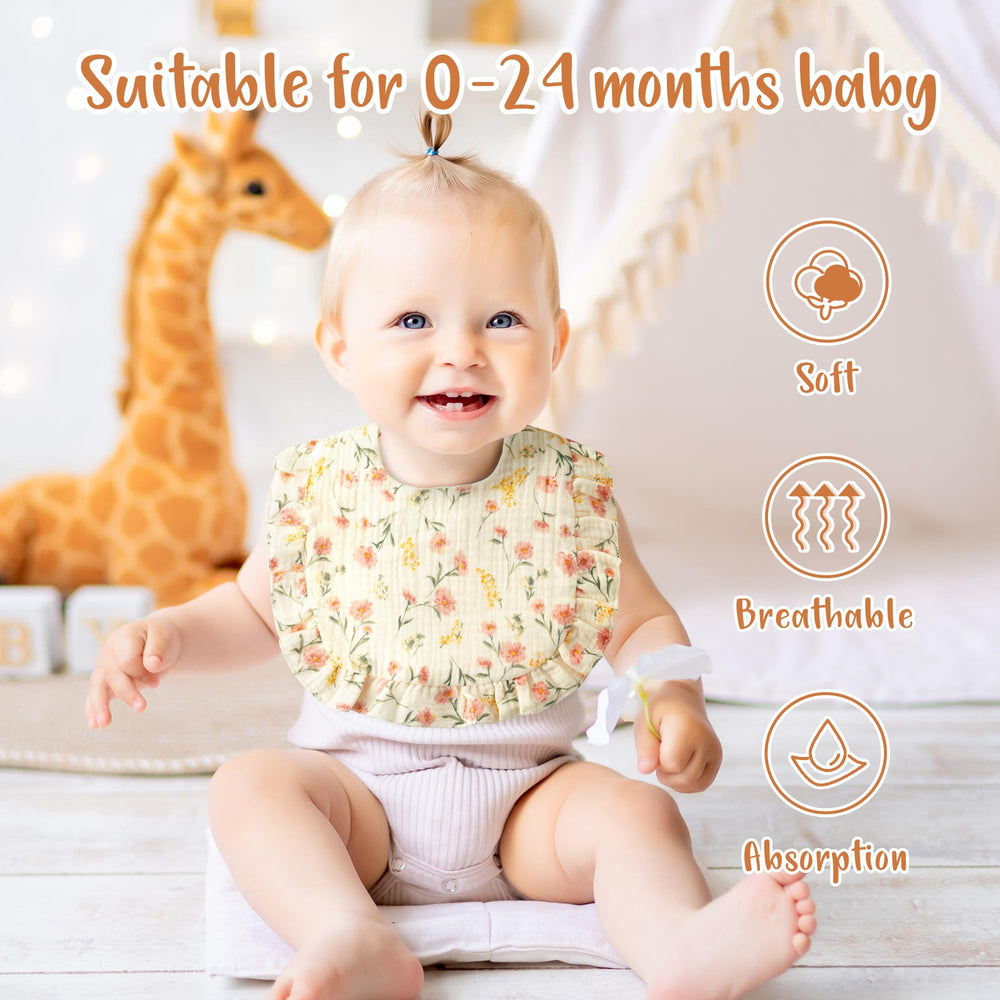 Zainpe rabbit-pattern bib featuring four-layer cotton for extra absorption.