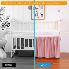 Zaizaihome crib bed skirt 14-inch drop closeup demonstrates precise fit
