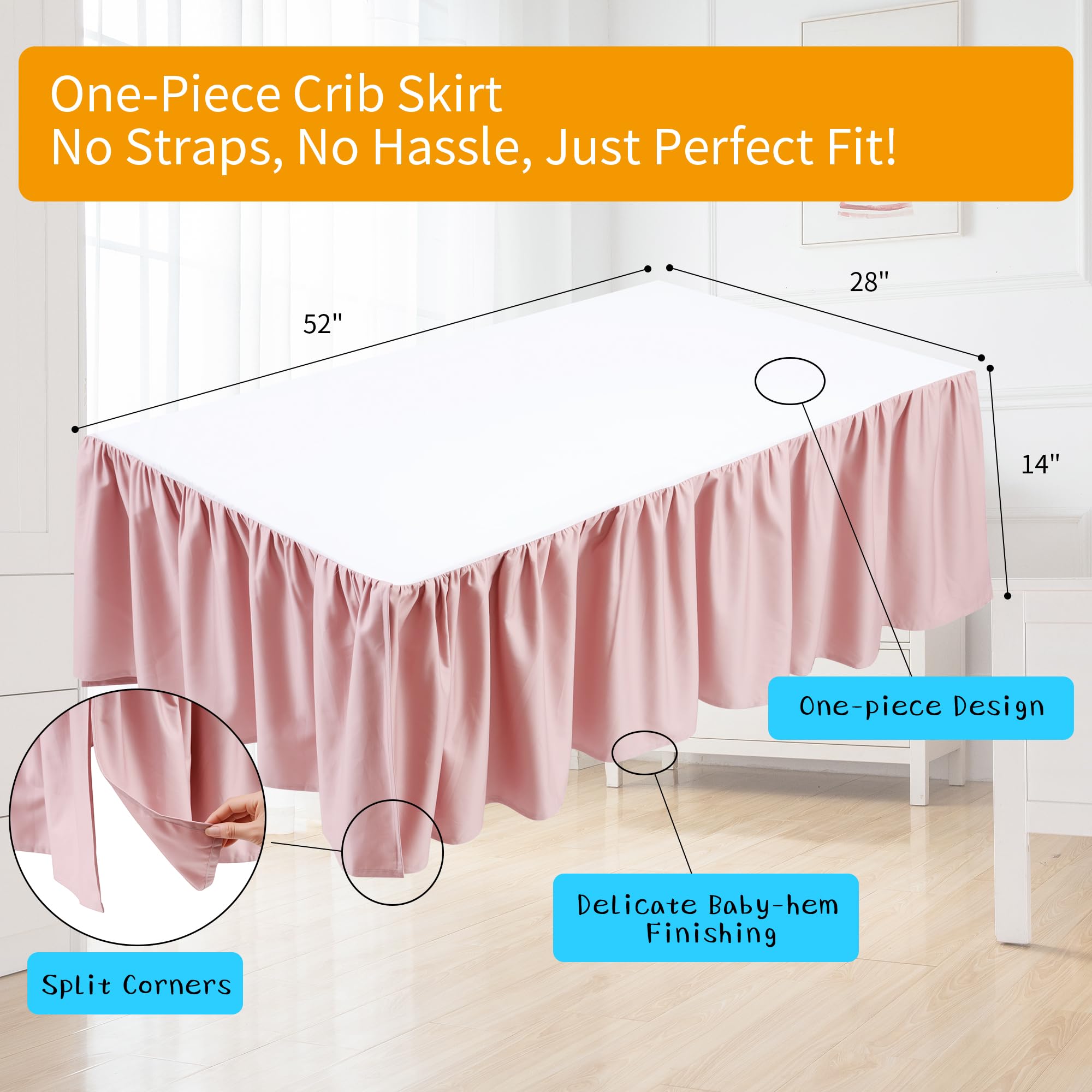 Zaizaihome crib bed skirt delicate edges protect baby's skin during changes