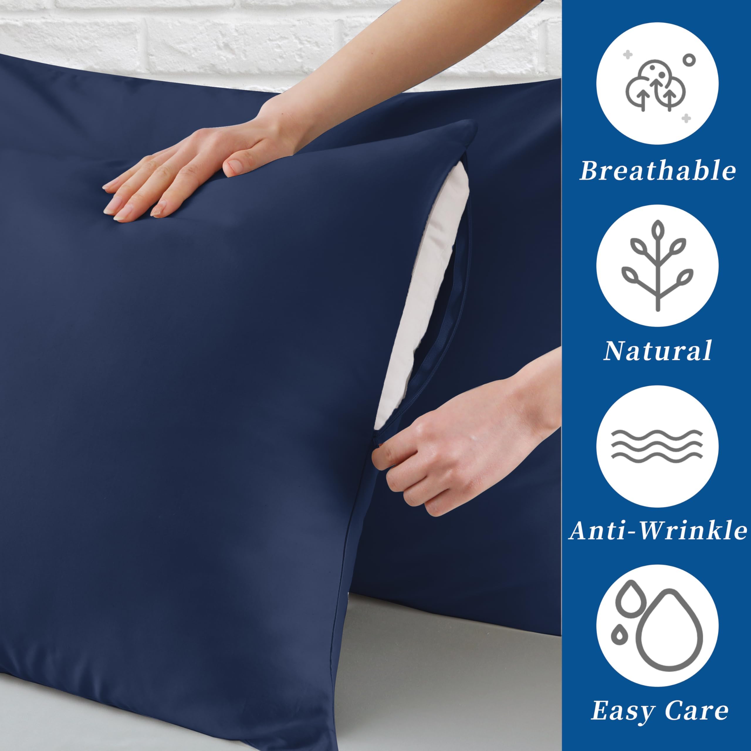 Zaizaihome navy blue pillow protector 13x18 for durable toddler pillow protection.