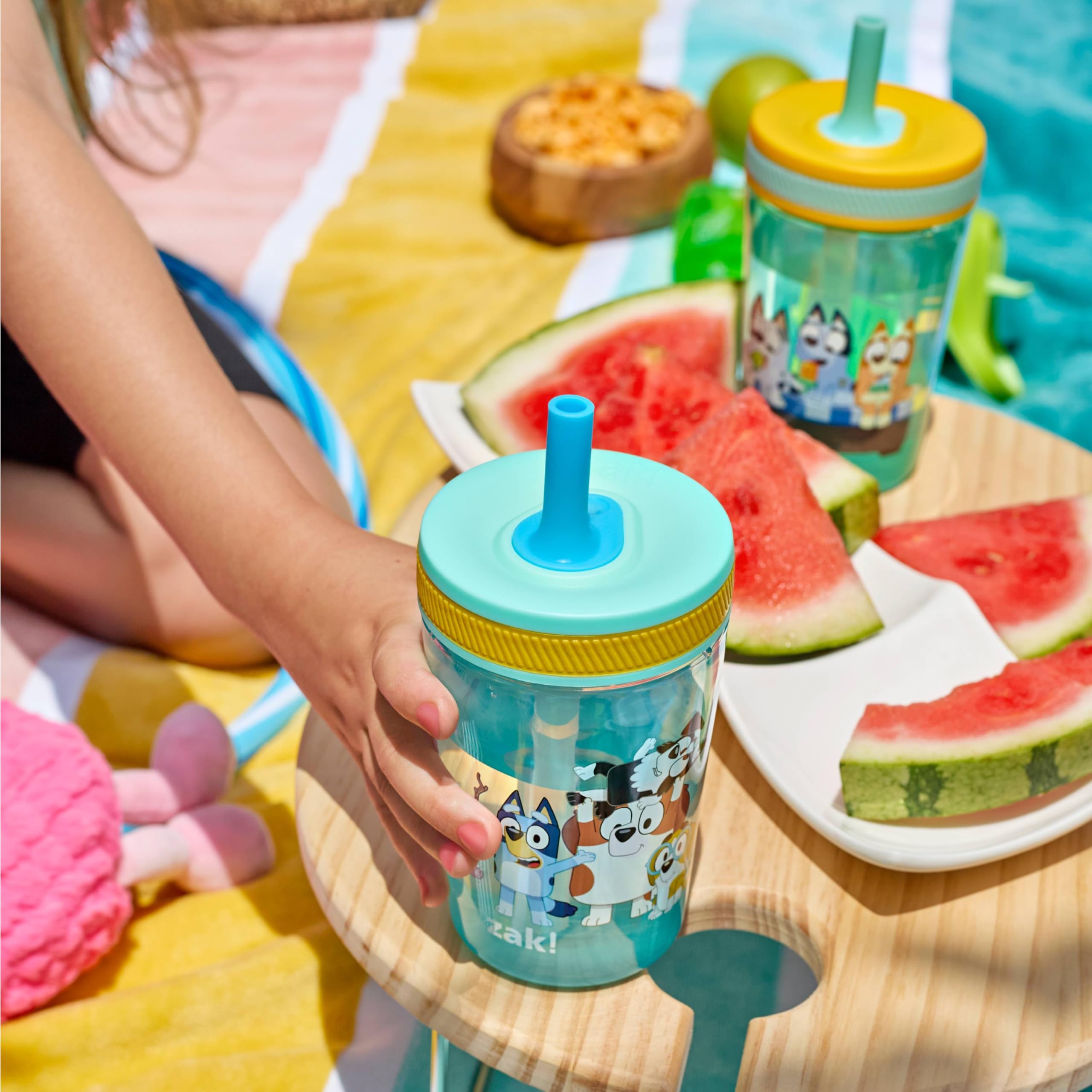Zak Designs Bluey Kelso toddler cups reusable and kid-friendly.