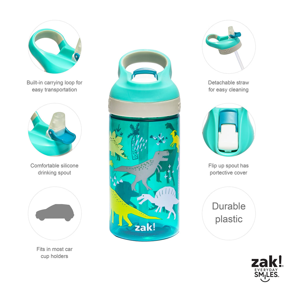 Zak Designs Dinosaur dining set on table with bright colors for mealtime fun.