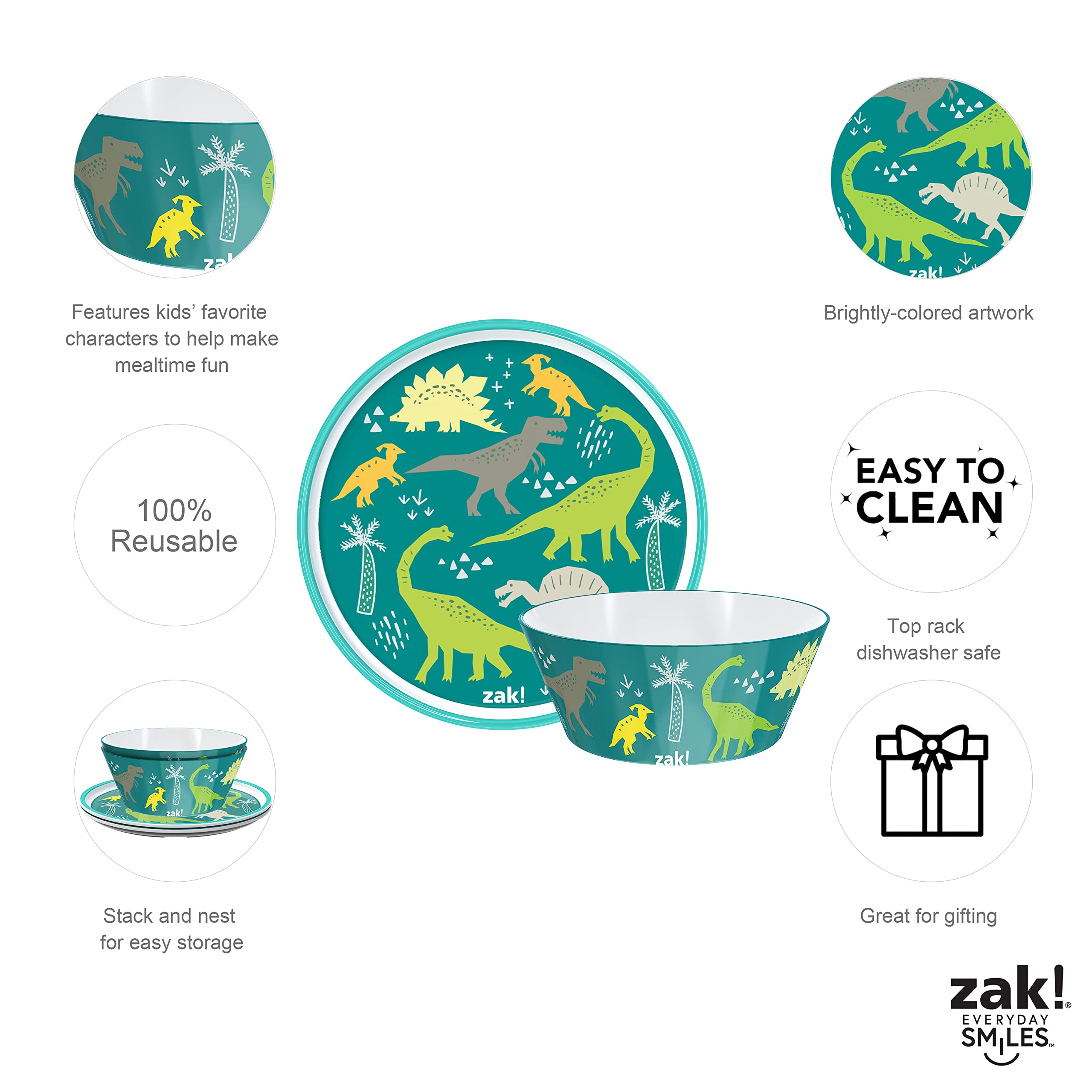 Zak Designs Dinosaur water bottle, convenient on-the-go hydration.