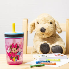 Zak Designs Minnie Mouse Kelso tumbler with leak-proof lid prevents spills.