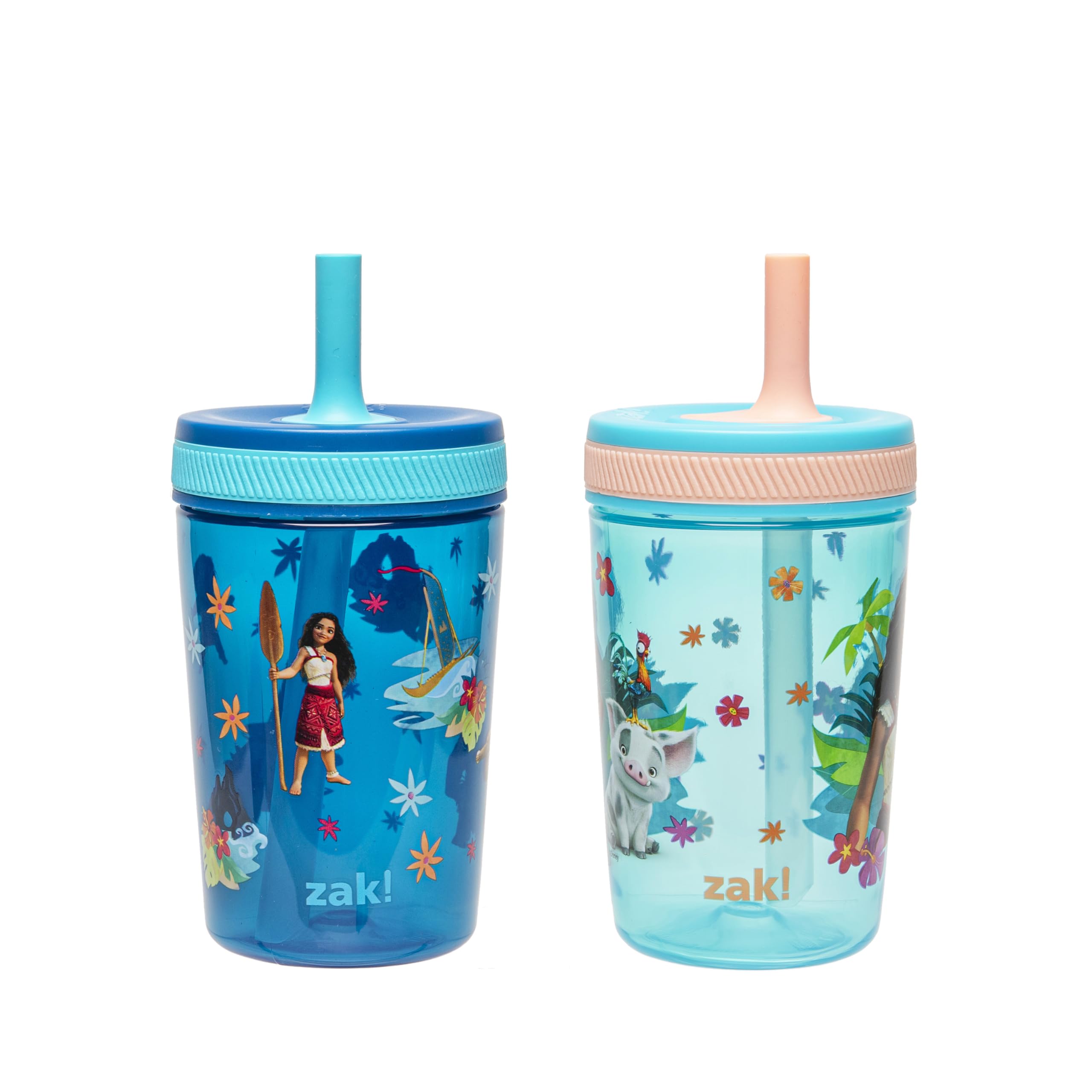 Zak Designs Disney Moana 2 pack toddler cups for travel and spill free sipping