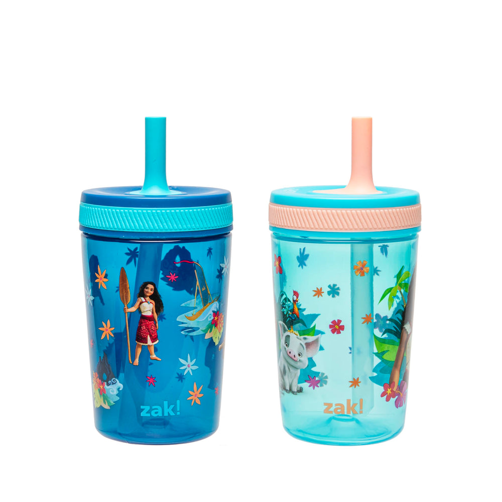 Zak Designs Disney Moana 2 pack toddler cups for travel and spill free sipping