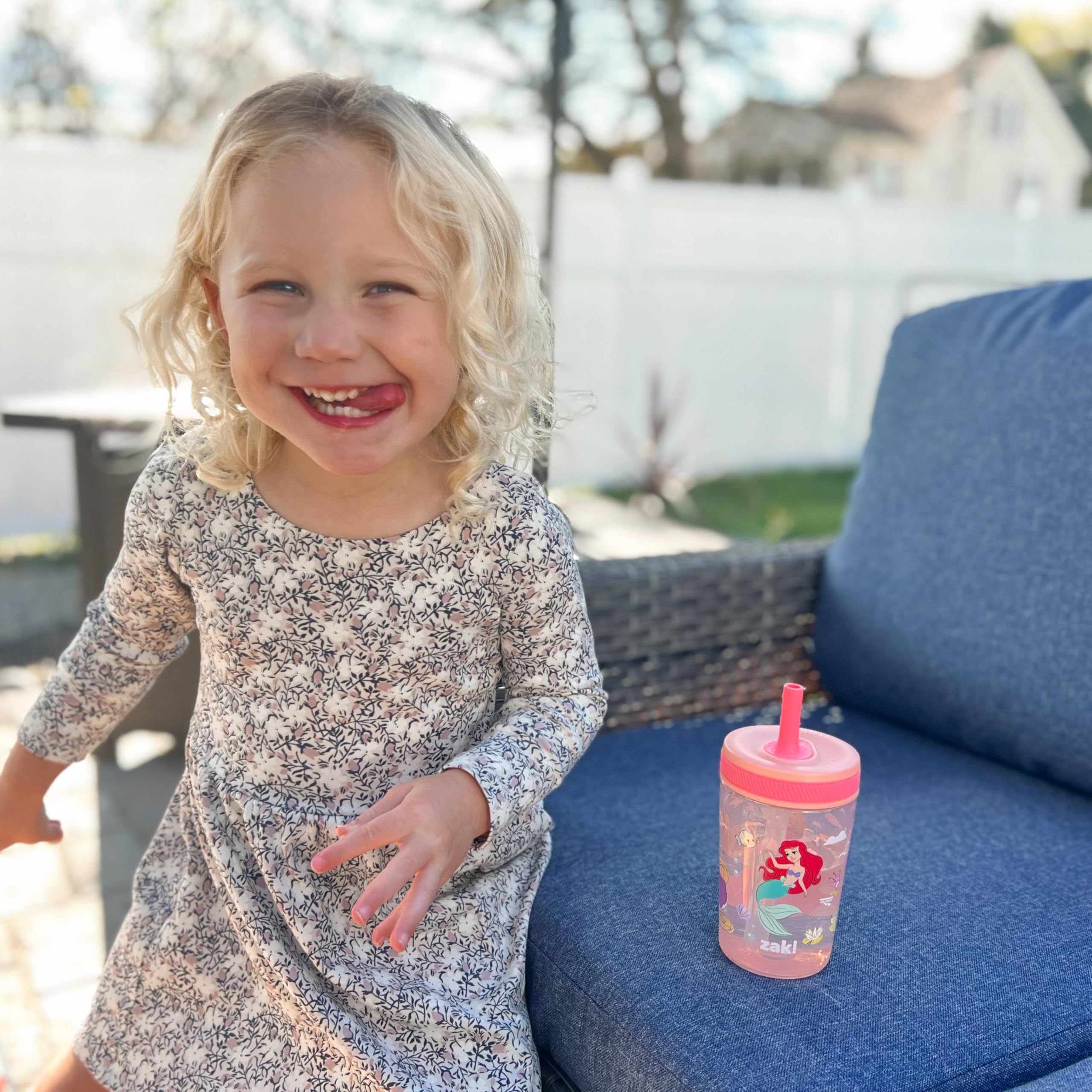 Zak Designs Disney Princess Kelso cups silicone straw delivers soft sip.