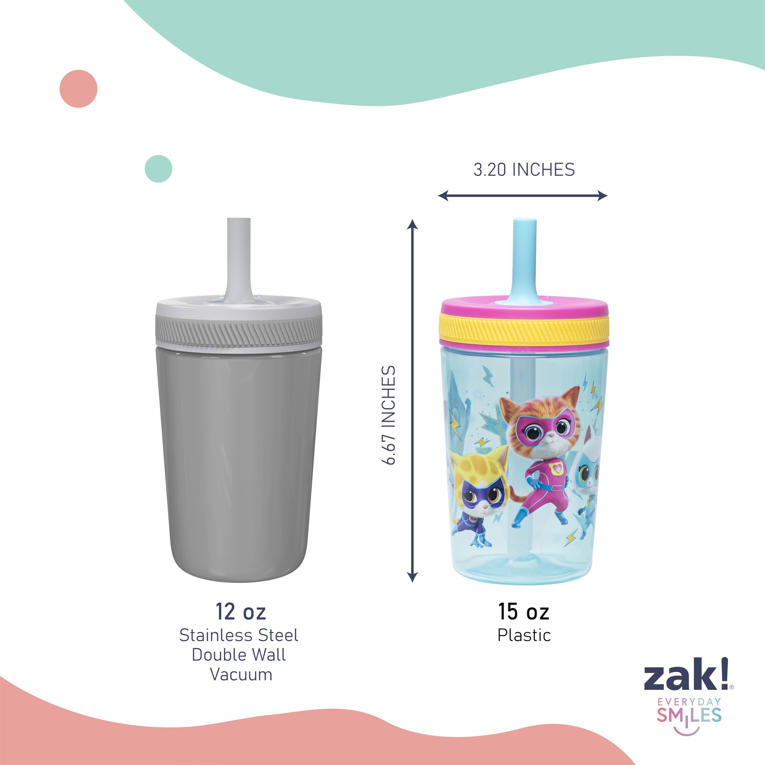 Zak Designs Disney SuperKitties Kelso tumbler care instructions for cleaning