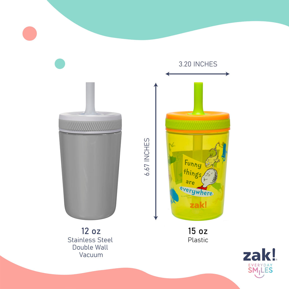 Zak Designs Dr. Seuss Kelso cups bright design for daily routine.