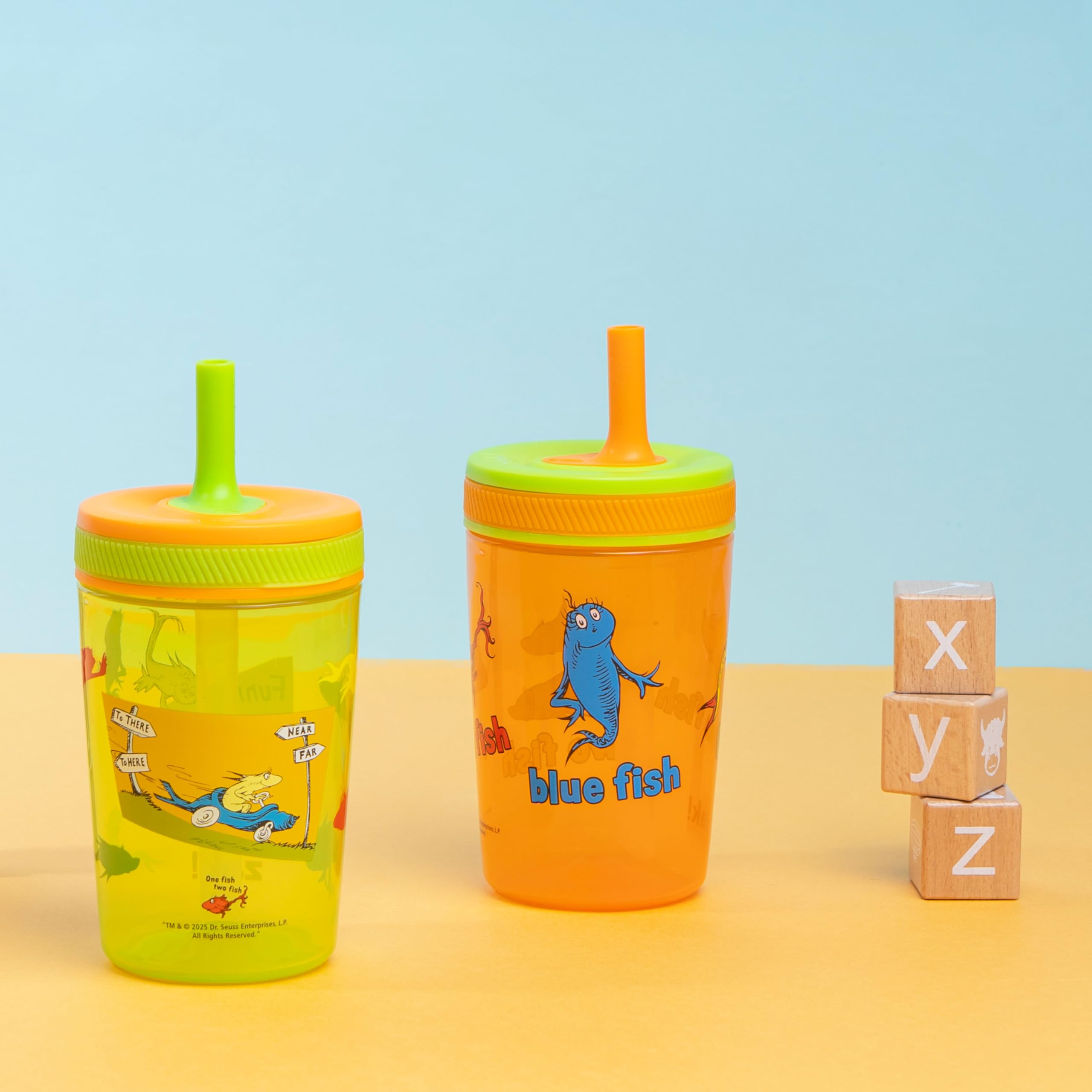 Zak Designs Dr. Seuss One Fish Two Fish cups easy-clean.