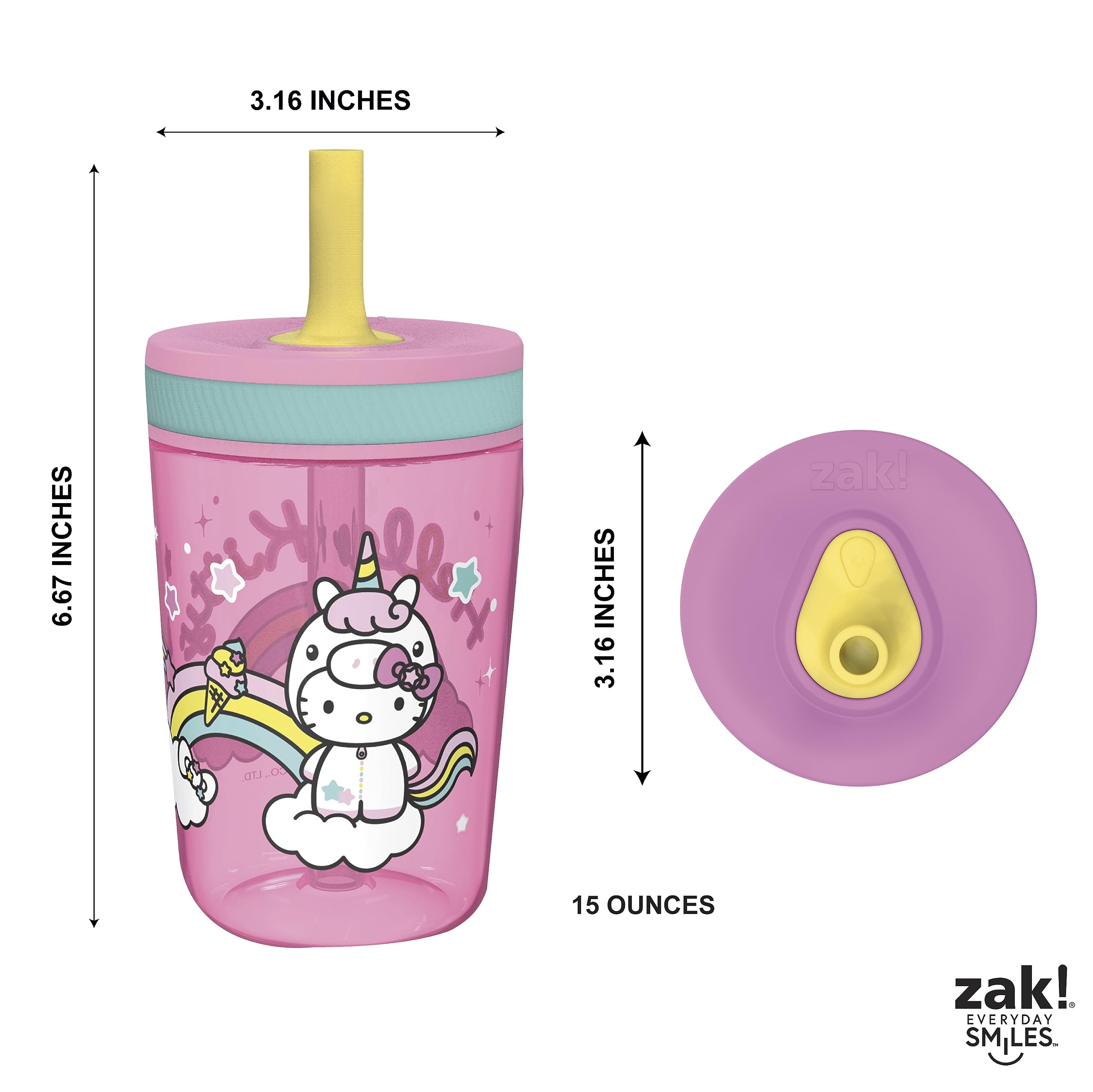 Zak Designs Hello Kitty Kelso travel-friendly tumbler fits car cup holders
