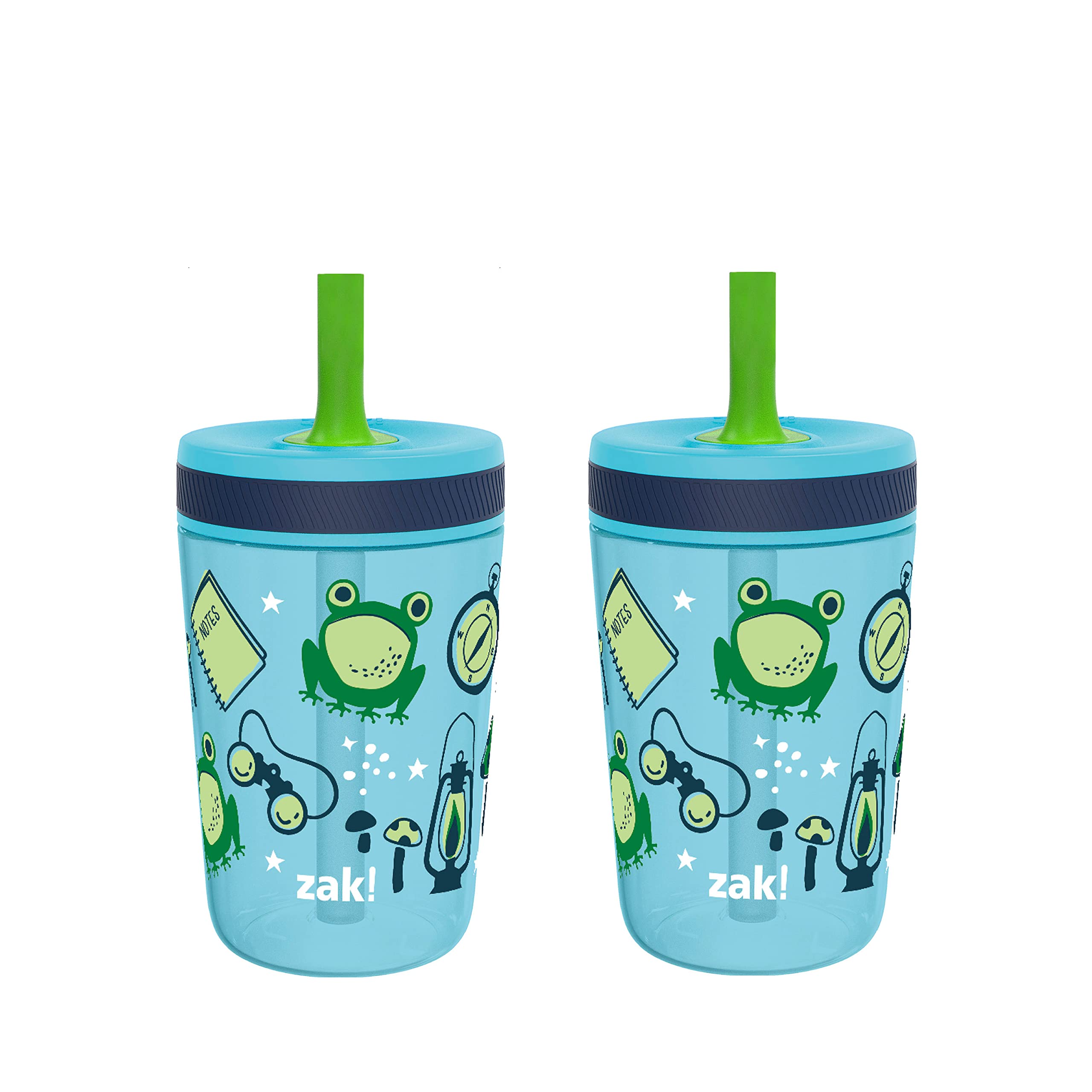 Zak Designs Kelso 15 oz tumbler set in Campout colors for kids' daily hydration.