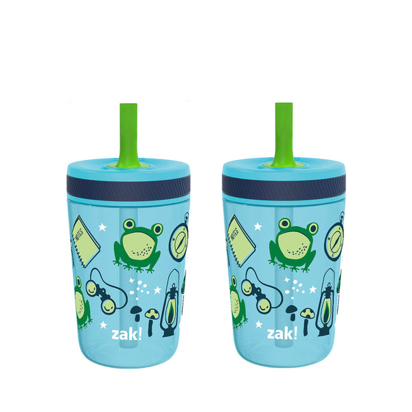 Zak Designs Kelso 15 oz tumbler set in Campout colors for kids' daily hydration.