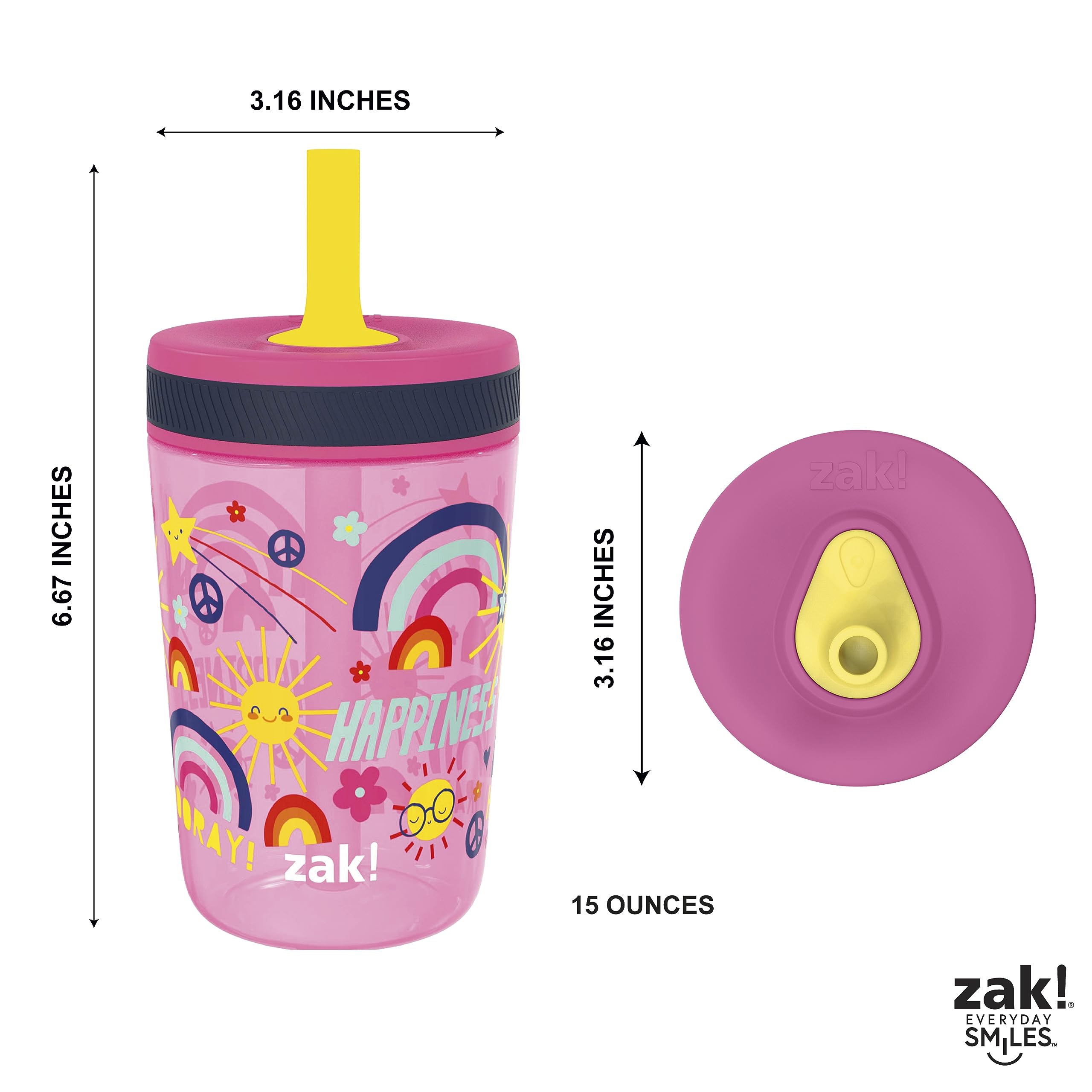 Colorful kid friendly design of Zak Kelso tumbler set