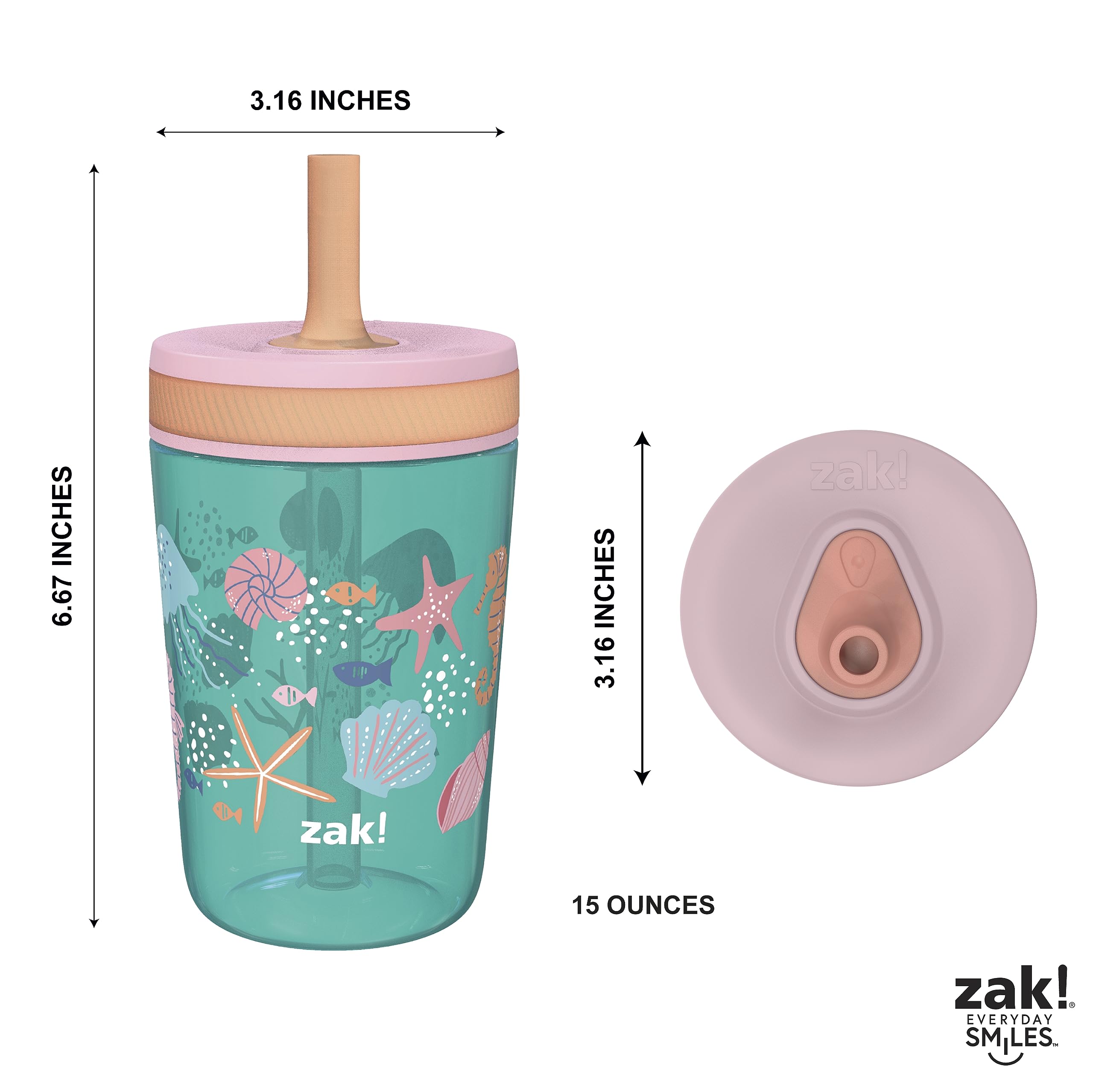 Zak Designs Kelso kid-friendly design with soft straw for comfortable sipping.