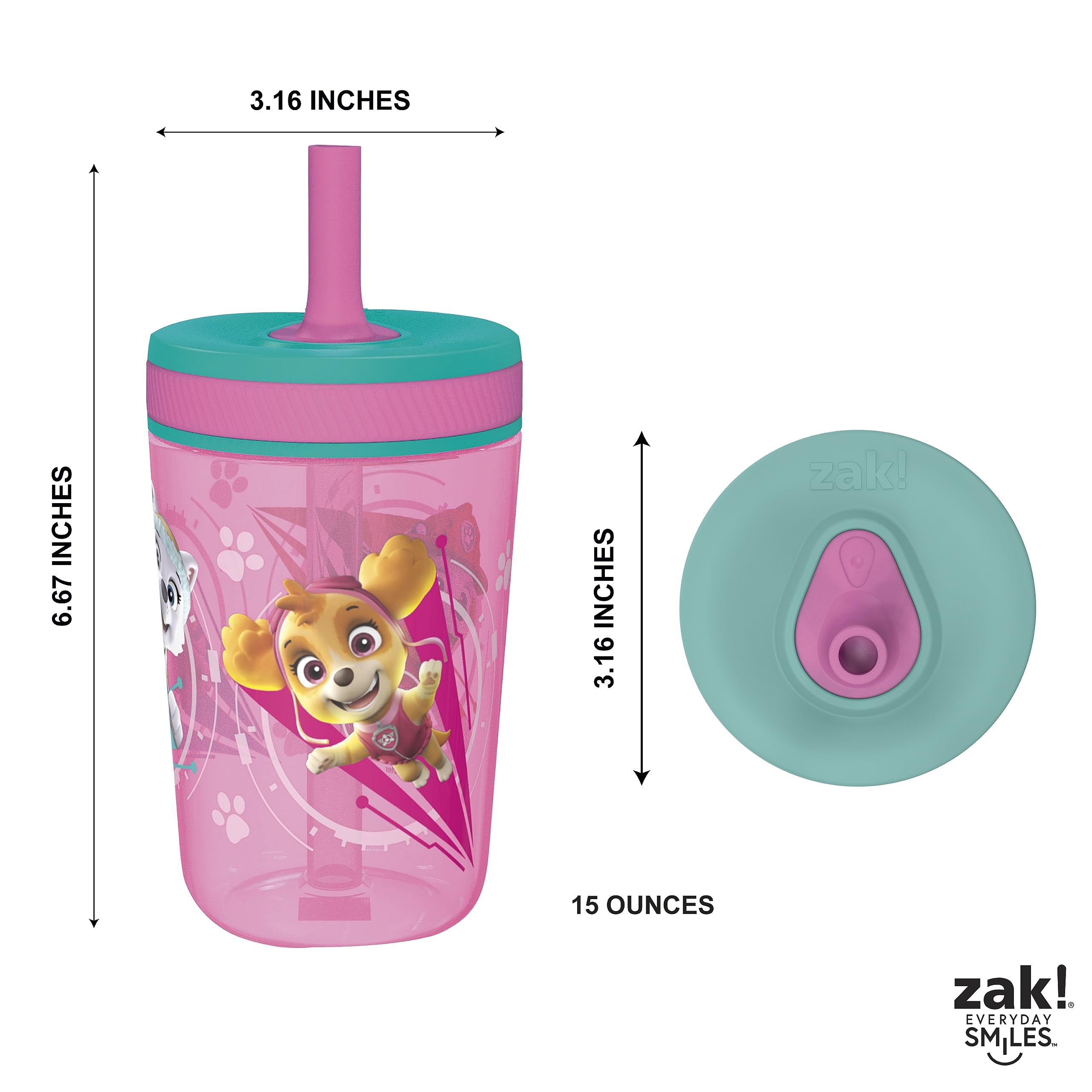 Zak Designs Kelso Paw Patrol character design on kid-friendly cups.